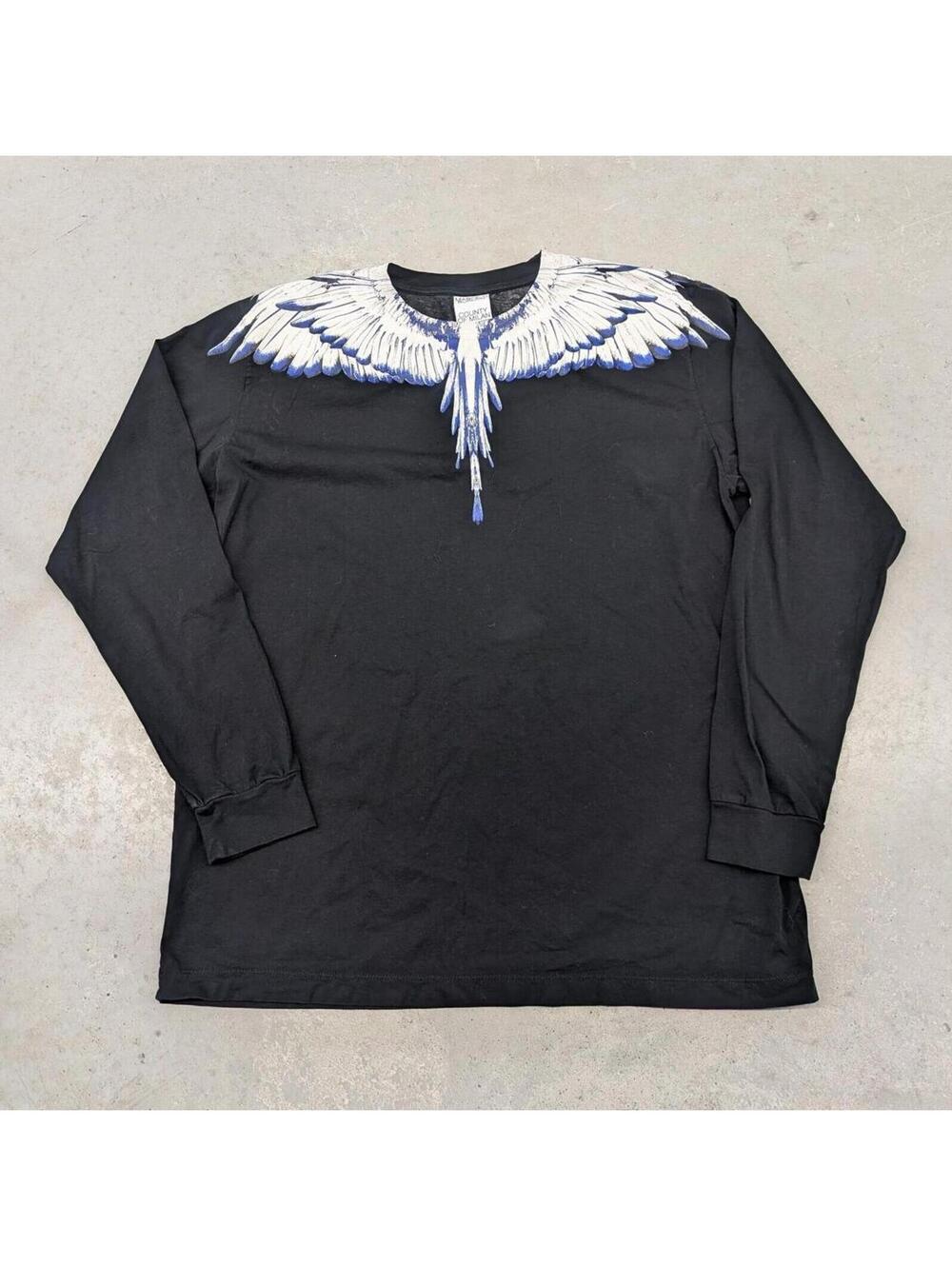 Marcelo Burlon Long Sleeve Black Blue Wings County Of Milan
